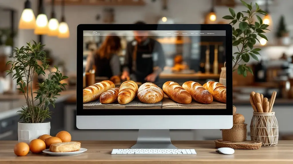 Site vitrine d'une boulangerie de quartier, aperçu à l'écran